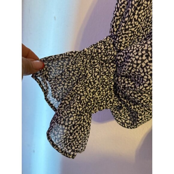 1.State V-Neck Long Ballon Sleeve Cuff Smock Sheer Blouse Career Wear Small - Picture 4 of 13